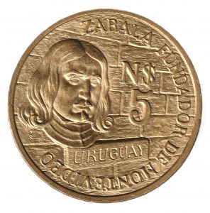 Uruguay 5 nuevos pesos, 1976  Bronce de aluminio, 14.5g, ø 33mm KM# 70