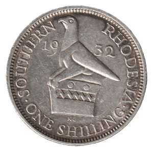 Zimbabue 1 chelín, 1932 Plata 0.925, 5.65g, ø 23.6mm KM# 3 VF+