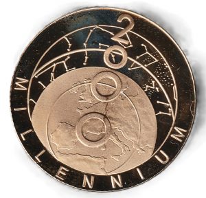 Turks-Caicos 25 coronas,  Cobre bañado en plata y oro, 6.9g, ø 25.4mm KM# 272