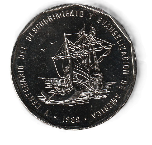 Dominicana Rep. 1 peso 1989  Cuproníquel, 20 g, ø 34 mm KM# 74   UNC-