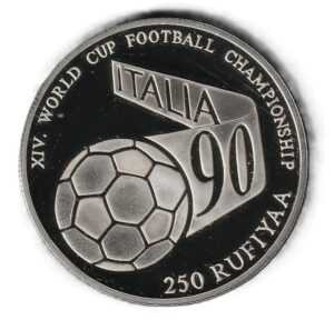 Maldivas 250 rufiyaa 1990 Plata 0.925, 31.47g, ø 38.61mm KM# 82