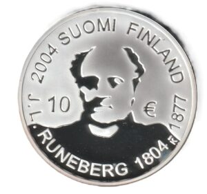 Finlandia 10 euros 2004 Plata 0.925, 27,4g, ø 38,6mm KM#115
