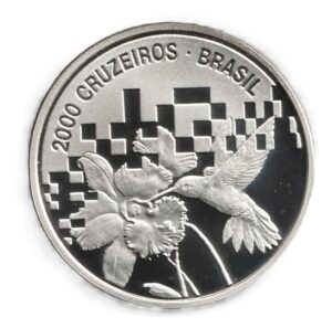 Brasil 2000 cruceiros 1992 Plata 0.925, 27g, ø 40mm KM# 622