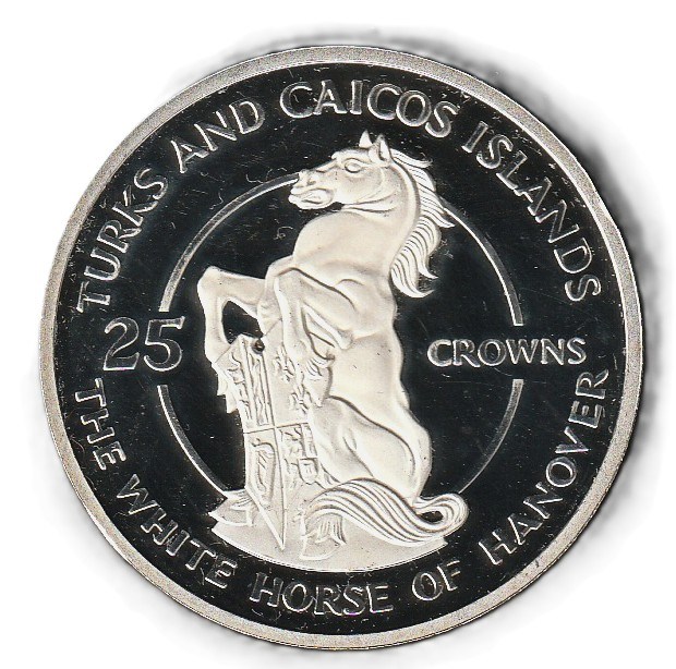 Turks - Caicos  25 crown 1978 Plata 0.925, 43.75g, ø 47mm KM# 29