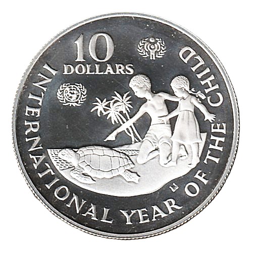 Caimán Islas 10 dollars 1982 Placa de 0,925, 27,89 g, ø 38,6 mm KM# 72