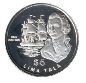 Tokelau 5 tala 1989 Plata 0.925, 27.21g, ø 38.61mm KM# 9