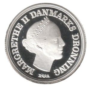 Dinamarca 10 kroner 1986 Plata 0.800, 12.5 g, ø 28 mm KM# 865a