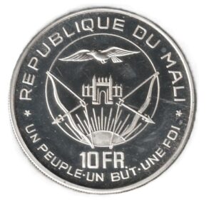 Mali 10 francs 1960 Plata 0.900, 25g, ø 38mm KM# 1