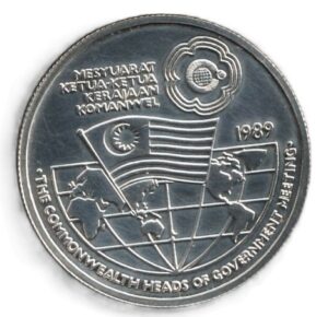 Malasia 25 ringgit 1989  Plata 0.925, 21.9g, ø 42mm KM# 56