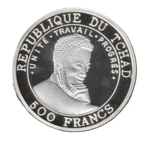 Chad 500 francs 2000 Plata 0.925, 12g, ø 30mm KM# 17