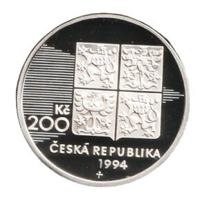 Checa República 200 korun 1994 Plata 0.900, 13g, ø 31mm KM# 12