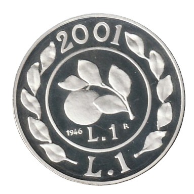 Italia 1 lira 2000 Plata 0.835, 11g, ø 29mm KM# 219