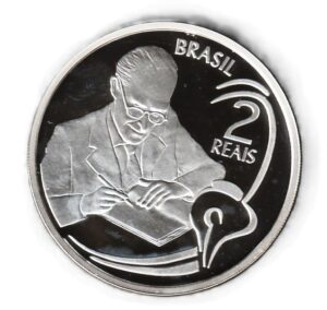 Brasil 2 reis 2002 Plata 0.999, 28g, ø 40mm KM# 657